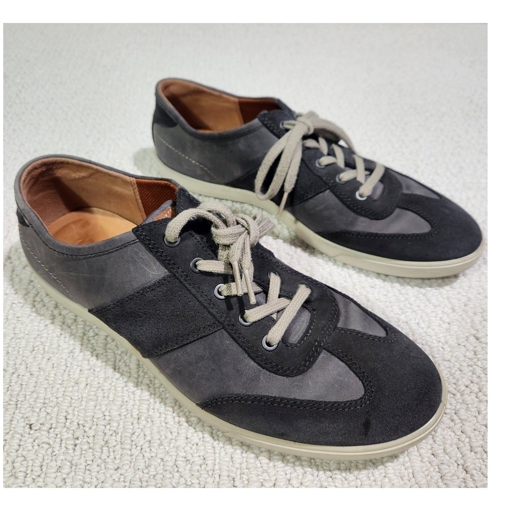 Ecco Collin Retro Mens Comfort Sneakers SZ 44 / 10.5 Gray Navy Suede Low Laced